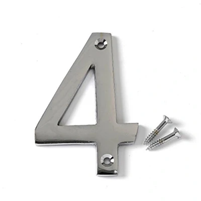 Image of Merriway BH04331 Polished Chrome Screw On House Flat Gate Post Numeral 75 mm (3 Inch) Number 4