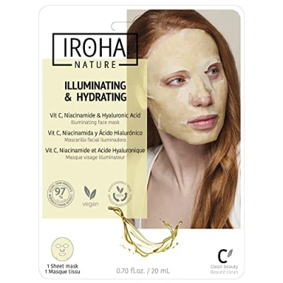 Image of Iroha Nature Intensive Tissue Mask Antioxidant Vitamin C + Hyaluronic Acid, BRIGHTENING Sheet