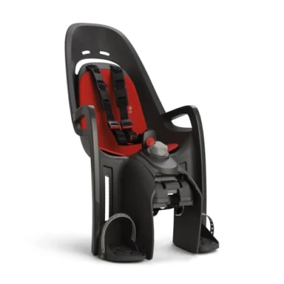 Image of Hamax Zenith Relax Kids Childs Bike Bicycle Seat with Carrier Adapter Grey Red Padding