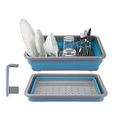 Image of Summit Pop! Collapsible Dish Drainer with Draining System Blue/Grey