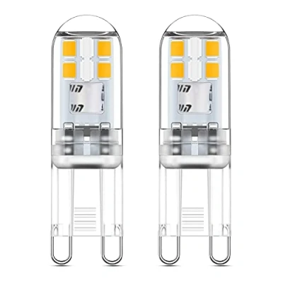 Image of DAIHHZA G9 LED Bulbs 2W Warm White 2700K Equivalent to 10W 20W Halogen Bulbs, 360 Beam Angle, Non Dimmable, Flicker, Bi pin Socket, 220 240V AC Energy Saving Lamps, Pack of 2