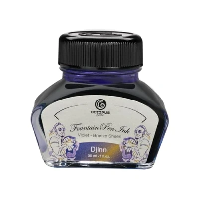 Image of Octopus Fluids Djinn Sheen Ink Fountain Pen in Jar, Ink, Blue, 30ml