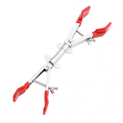 Image of stonylab Swivel Clamp, Double Prong Dual Head Clamp Sturdy Multipurpose 360 Degree Rubber Coated for Laboratory Use