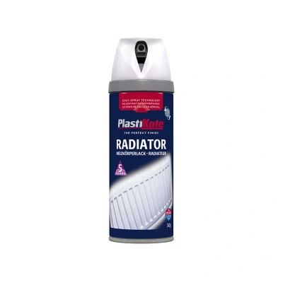 Image of Plastikote 440.0026102.076 Twist &amp; Spray Radiator Satin White 400ml PKT26102