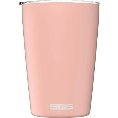 Image of SIGG Coffee Travel Mug Neso Pure Ceram With Tritan Lid Dishwasher Safe Lightweight BPA Free 18/8 Stainless Steel Pink 0.3 L
