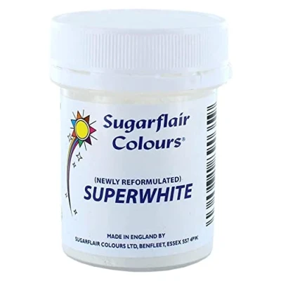 Image of Sugarflair Superwhite Powder, E171 Free, Icing Whitener For Royal Bright And Stunning Cake Covering Or Use As Super Extra White Edible Food Paint, Colouring Powder 20g