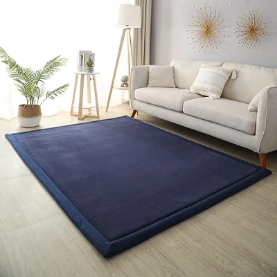 Image of Dmkjdzsw Crawling Mat for Baby Non slip，Nursery Rug，Coral Velvet Area Rugs，2cm Thick Kids Carpet Navy Blue 200 * 240cm