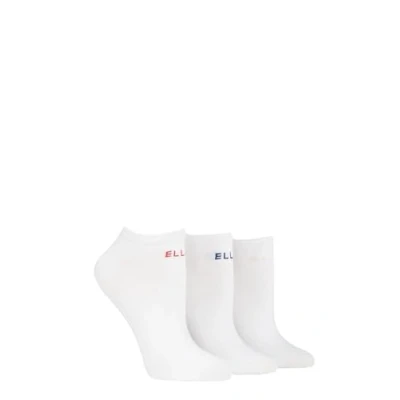 Image of 3 Pair White Plain Cotton No Show Trainer Socks Ladies 4 8 Elle
