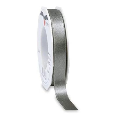 Image of Präsent Glitter Satin Ribbon Schist Silver 20 m Roll 15 mm Width
