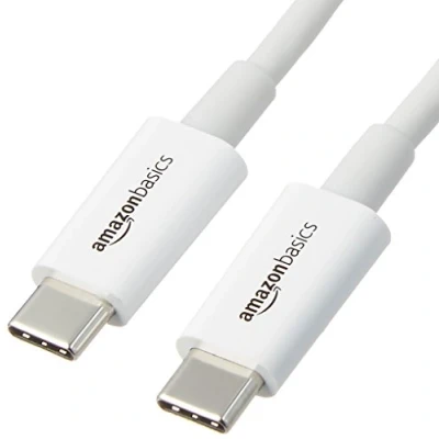 Image of Amazon Basics USB C to Fast Charging Cable, 480Mbps Speed, IF Certified, for Apple iPhone 15, iPad, Samsung Galaxy, Tablets, Laptops, 9 Foot, White