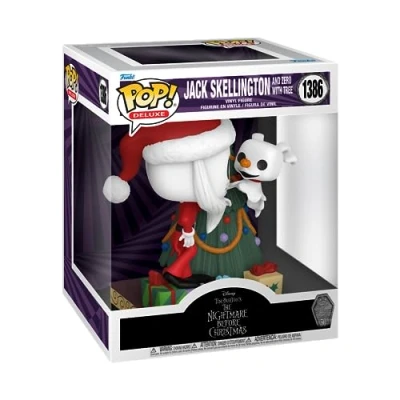 Image of Funko Pop! Deluxe: Disney the Nightmare Before Christmas 30th Jack Skellington &amp; Zero With Tree Disney: Collectable Vinyl Figure Gift Idea Movies Fans