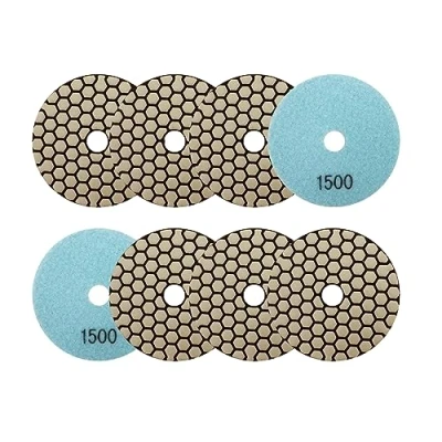 Image of SANLEETEK Dry Diamond Polishing Pads 4&quot;/100mm 8pcs Grit 1500 Polish Pad Kit for Granite Marble Artificial Stone Quartz Angle Grinder