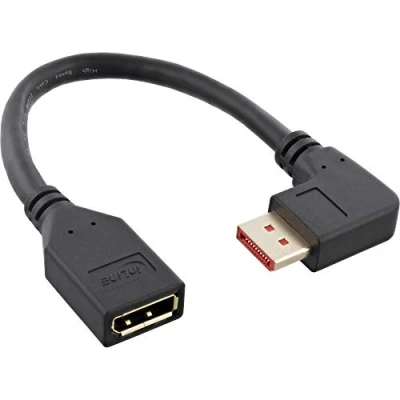Image of InLine® DisplayPort 1.4 Adaptor Cable ST/BU, 8K4K, Right Angled, Black/Gold, 0.15 m