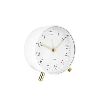 Image of Karlsson Alarm Clock Lofty Metal Matt White Diameter 11 x Depth 5.2 cm