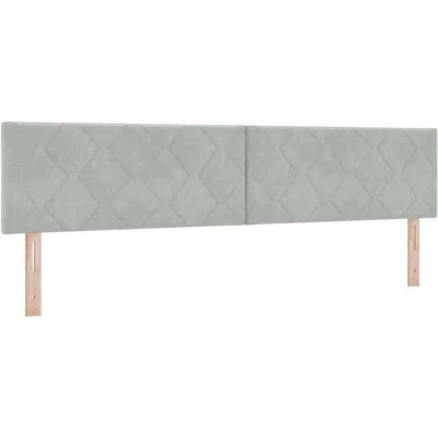 Image of vidaXL LED Headboard Diamond Blocks Design Light Grey 200 cm Velvet