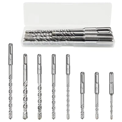 Image of 8pcs SDS Plus Electric Hammer Impact Drill Bit Standard Cross Holes Performance Set, for Concrete Masonry Ceramic Tile Stone Metal Wood Plastic (5mm 12mm, Silver)