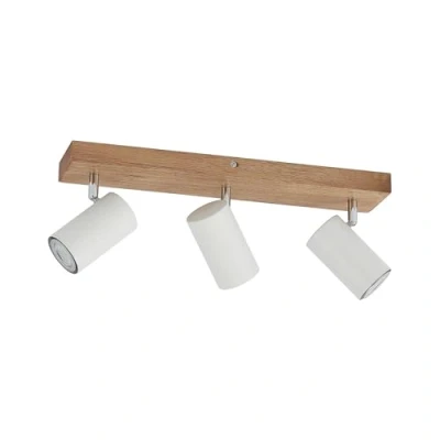 Image of Lindby downlight Maniva, 44 cm, 3 bulb, white, wood