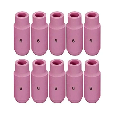 Image of RIVERWELD TIG Alumina Nozzles Ceramic Shield Cup #6 10N48 Orifice Fit DB PTA SR WP 17 18 26 Welding Torch 10pk