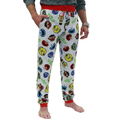 Image of Sesame Street Characters Elmo Cookie Monster Jogger Pajama Pant, Grey, M