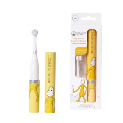 Image of Matchstick Monkey Baby Electric Sonic Toothbrush, Antimicrobial Protection, Suitable from 3 Months, Ludo Lion
