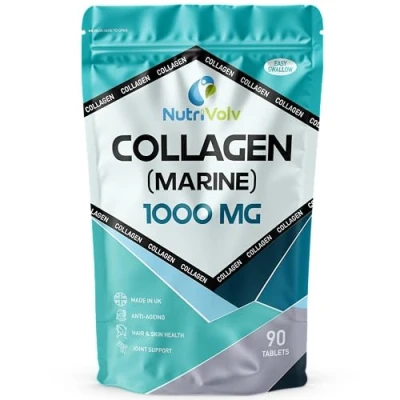 Image of Nutrivolv Collagen Marine (1000mg) Supplement for Skin , Anti Ageing, Tissue, Joints, Bones &amp; Muscles 90 Multivitamin Tablets