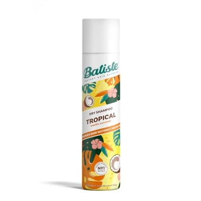 Image of Batiste Dry Shampoo in Tropical 350ml, Coconut &amp; Floral Fragrance, No Rinse Spray to Refresh Hair Between Washes
