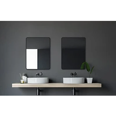 Image of Talos Mirror, Hochwertiger Aluminiumrahmen in Matt Schwarz, 80 x 60 cm, Black Living