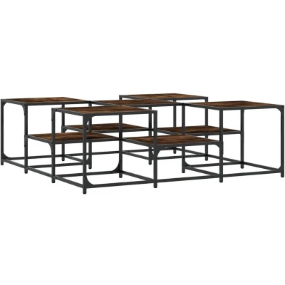 Image of vidaXL Coffee Table Smoked Oak 121x121x40 cm Engineered Wood