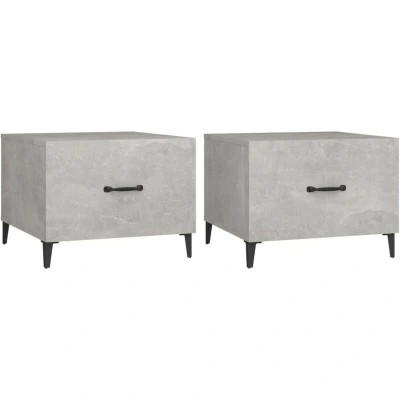 Image of vidaXL Coffee Table with Metal Legs 2 pcs Concrete Grey 50x50x40 cm