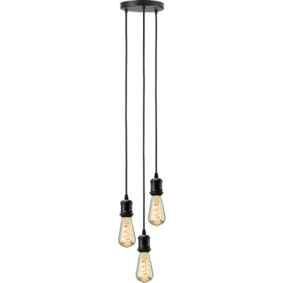 Image of KnightsBridge CALLA 230V E27 Vintage 3 Light Pendant Matt Black