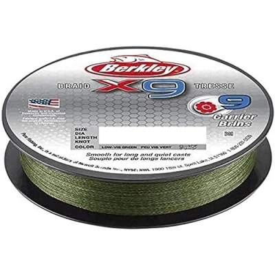 Image of Berkley x9 Braided line Low Vis Green 2000m 0.08mm (7.6kg) fishing