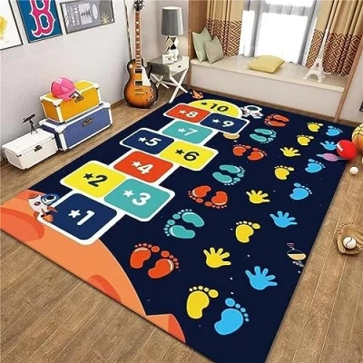 Image of keepmore Kids Rug Hopscotch Rugs Play Mat Non Slip Playmat Crawling Floor Carpet Washable Area for Bedroom Living Room Nursery