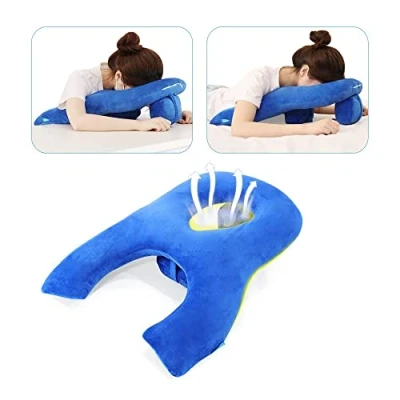Image of Mybow Face Down Pillow After Eye Surgery for Sleeping Prone with Hole Massage Head Rest Bed Napping Desk Detached Retina Vitrectomy Recovery Equipment Positioning