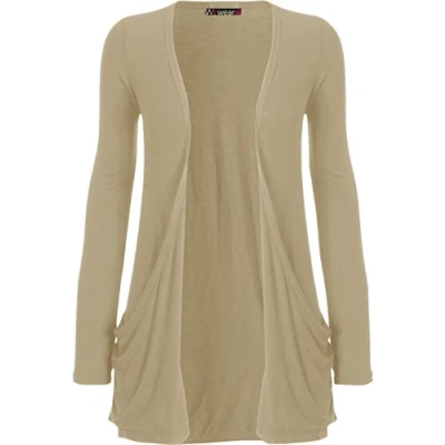 Image of WearAll Ladies Long Sleeve Boyfriend Cardigan Womens Top Stone 20/22