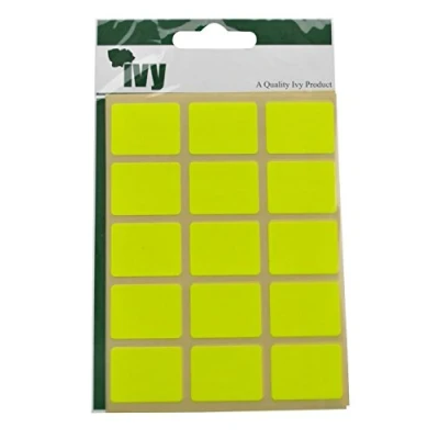 Image of Ivy 19mm x 25mm Fluorescent Yellow Rectangle Self Adhesive Sticky Labels (60 Stickers)