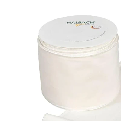 Image of FloristryWarehouse Ivory Christmas Velvet Fabric Ribbon 100mm (4&quot;) Wide on 8m roll Wired Edge