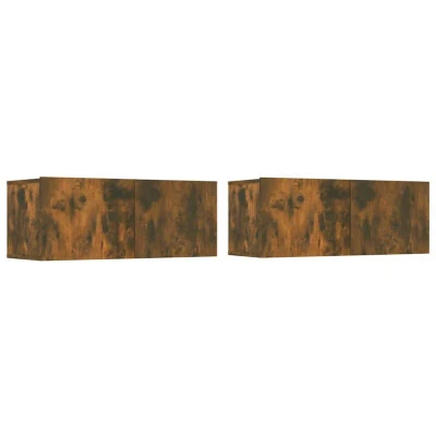 Image of vidaXL TV Cabinets 2 pcs Smoked Oak 80x30x30 cm Engineered Wood
