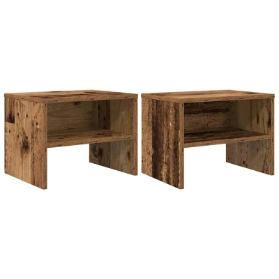 Image of vidaXL Bedside Cabinet 2 pcs Old wood 40 x 30 cm Engineered