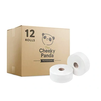Image of the Cheeky Panda Professional Bamboo Mini Jumbo Toilet Rolls Bulk Box of 12 (150m Length per Roll, 1800m Total) Plastic Free, For Office, Eco Friendly, Super Soft, Strong &amp; Sustainable