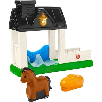 Image of Fisher Price Little People Stable, Horse Figure and playset with Light Sounds for Toddlers Preschool Kids Ages 1 to 5 Years