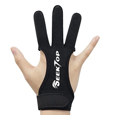 Image of Seektop Archery Glove Three Finger Shooting Hunting Leather Gloves Protector for Youth Adult Beginner M