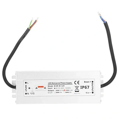 Image of 250W LED Light Strip Power Supply, IP67 Waterproof Driver Transformer, 12V/24V (12V 20.8A HRW 12V250W)