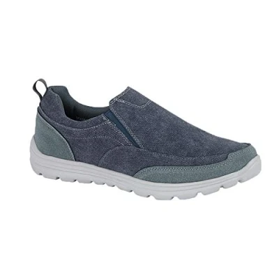 Image of Mens Canvas Casual Shoes Slip On Lightweight Memory Foam Twin Gusset Trainers Size Blue UK 8