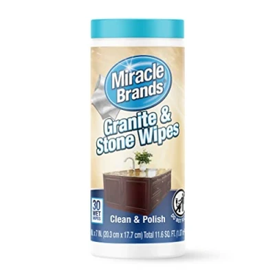Image of MiracleWipes for Granite &amp; Stone, Clean, Protect, and Polish Countertops Stone Surfaces Including Marble, Quartz, Slate, Tile, Laminate, Great Kitchen Bathroom Cleaning Support 30