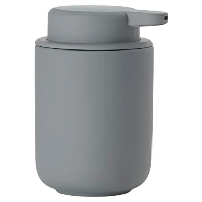 Image of Zone Denmark Ume Soap Dispenser for Liquid Soap, Stoneware/Ceramic with Soft Touch Coating, Scandinavian Design, 250 ml, Height 12.8 cm, Grey