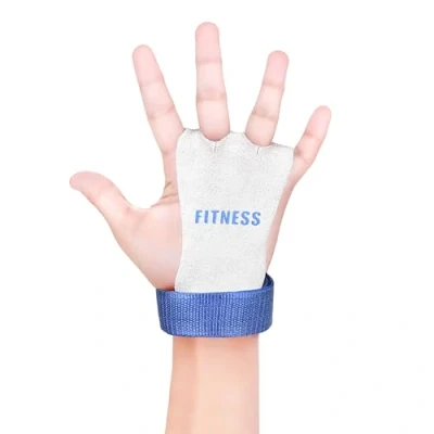 Image of ULTRA FITNESS Kids Children Sizes gymnastic leather palm hand grips protectors junior (White and Blue, X Small)