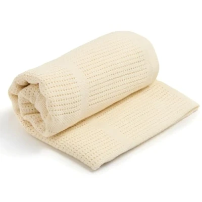 Image of Clair de Lune Organic Cellular Blanket Soft Baby Swaddle 70 x 90 cm (Cream)