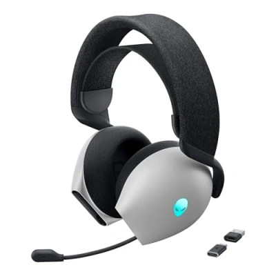 Image of Alienware AW720H Dual Mode Wireless Gaming Headset Dolby Atmos Spatial Sound, 2.4 GHz, 3.5mm Connector Cable, In line Controls, Integrated Microphone, Unidirectional Lunar Light