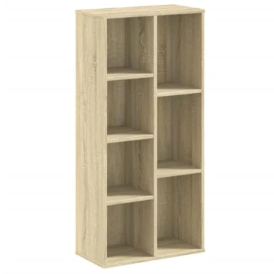 Image of vidaXL Sonoma Oak Bookcase/BBookshelf 7 Compartments Engineered Wood 50x25x105 cm Living Room/Office Storage