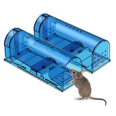 Image of Humane Mouse Trap Catch and Release Traps That Work 2 Pack Mice No Kill for mice/Rodent Pet Safe (Dog/Cat) Best Indoor/Outdoor Mousetrap Catcher Non Killer Small Mole Capture Cage